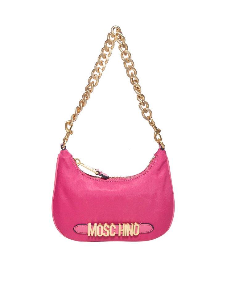 Moschino Logo Plaque Chainlinked Shoulder Bag in Pink Lyst