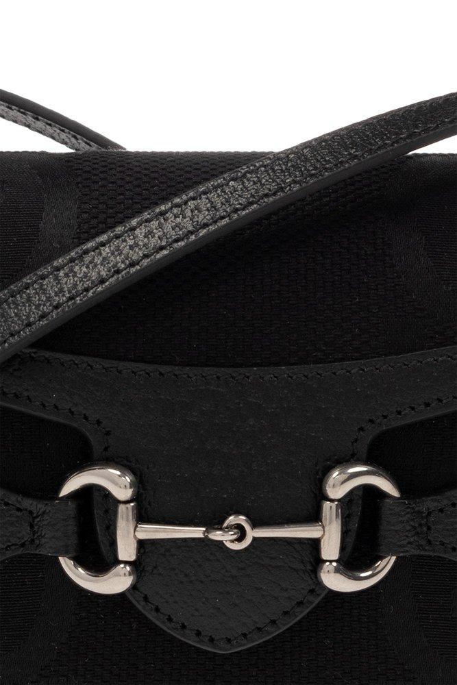 Gucci Horsebit 1955 jumbo GG mini bag in black canvas