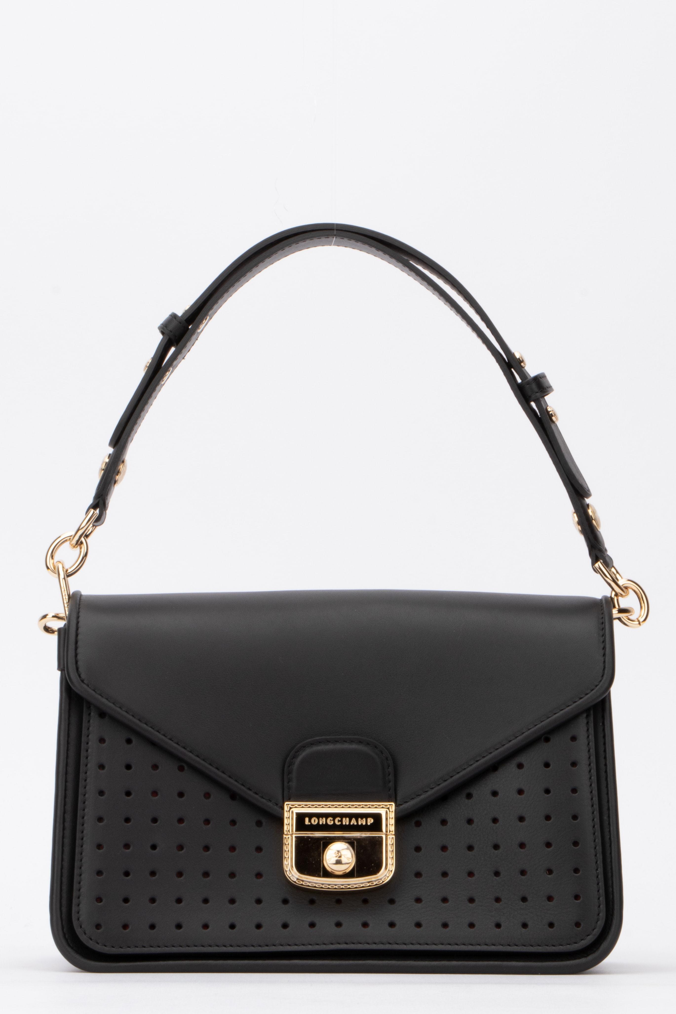 Longchamp Leather Mademoiselle Medium Shoulder Bag in Black Lyst