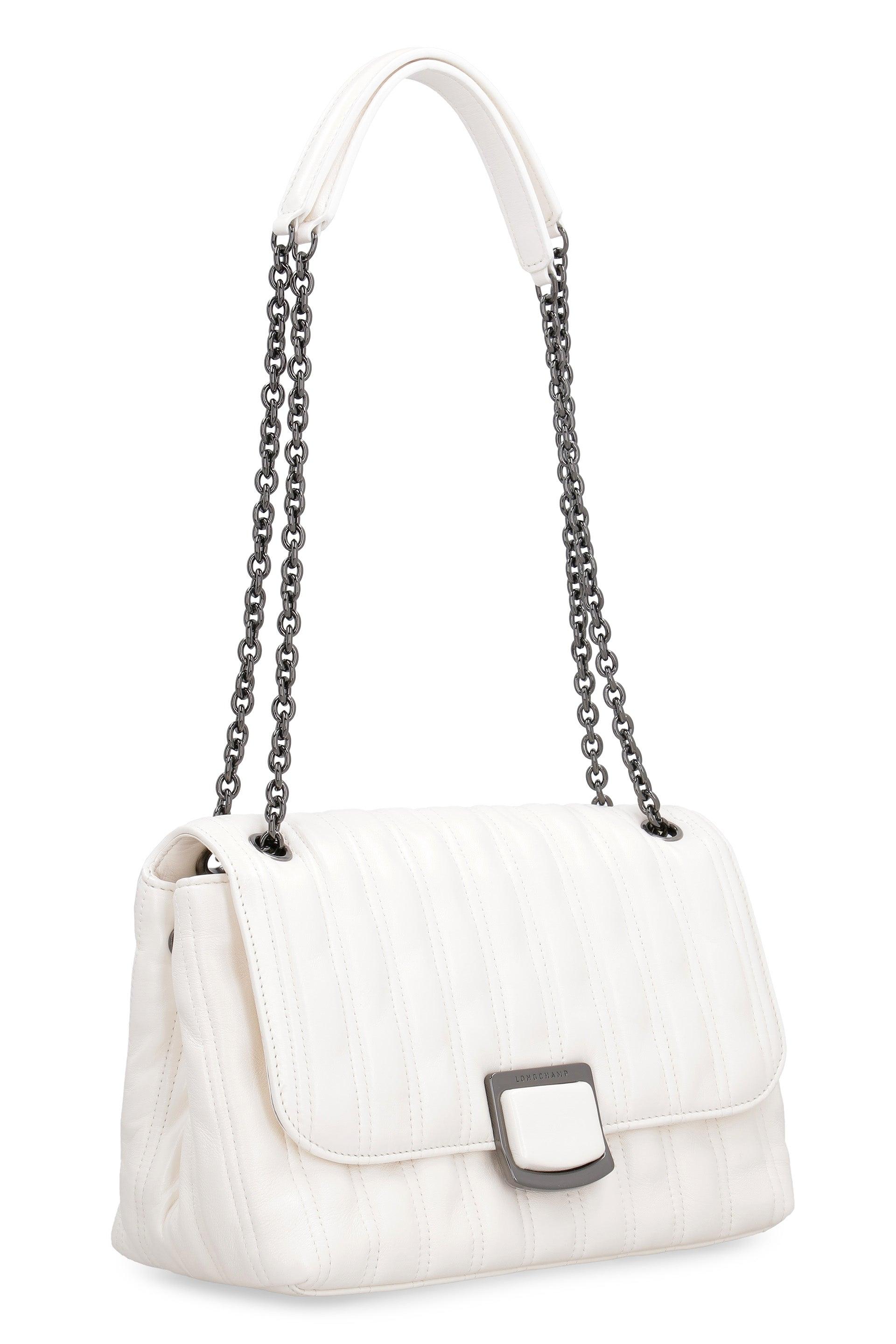 Longchamp Brioche Leather Shoulder Bag in White | Lyst