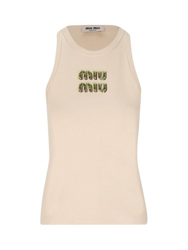 トップス Miu Miu Mohair Knit Vest Miu Miu striped-trim Knit Vest | Blue | FARFETCH BE