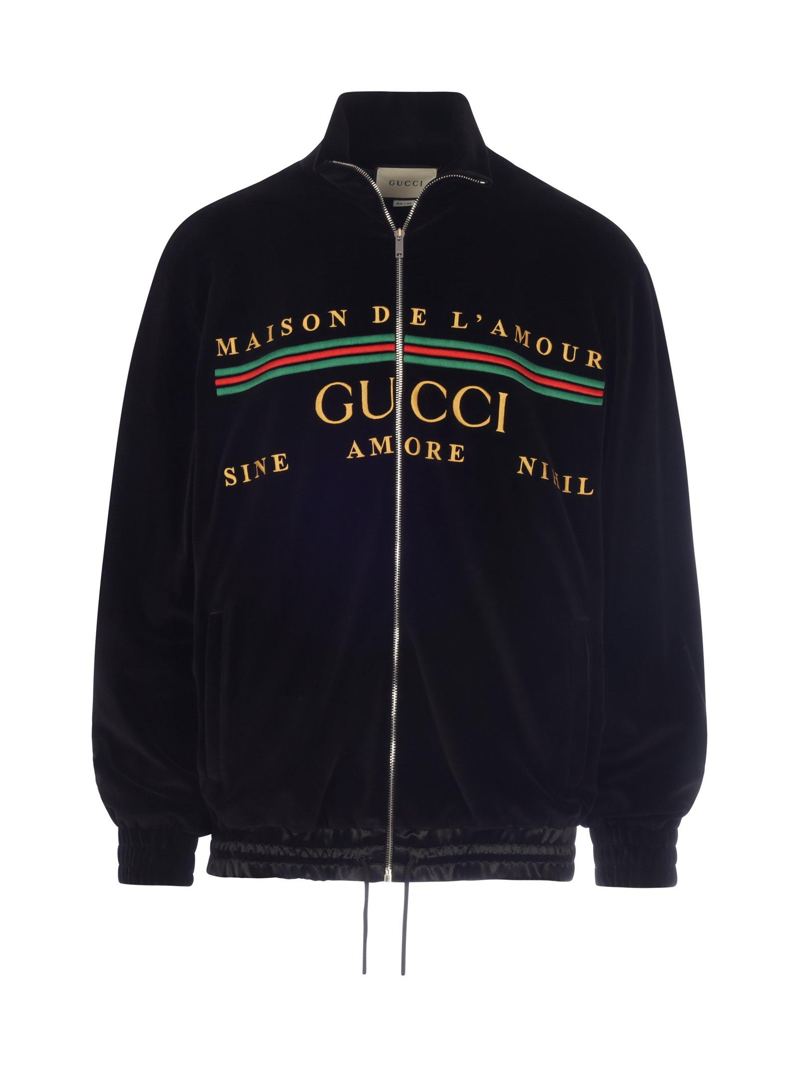 Gucci Logo Embroidered Jacket in Black for Men | Lyst