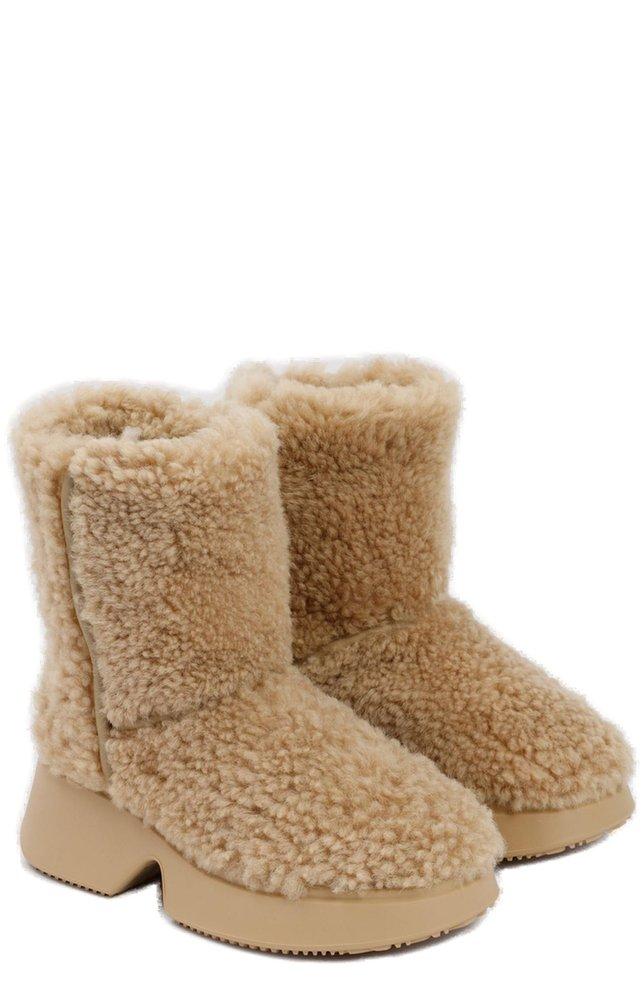 Loewe Shearling Wedge Boots in Brown for Men Lyst