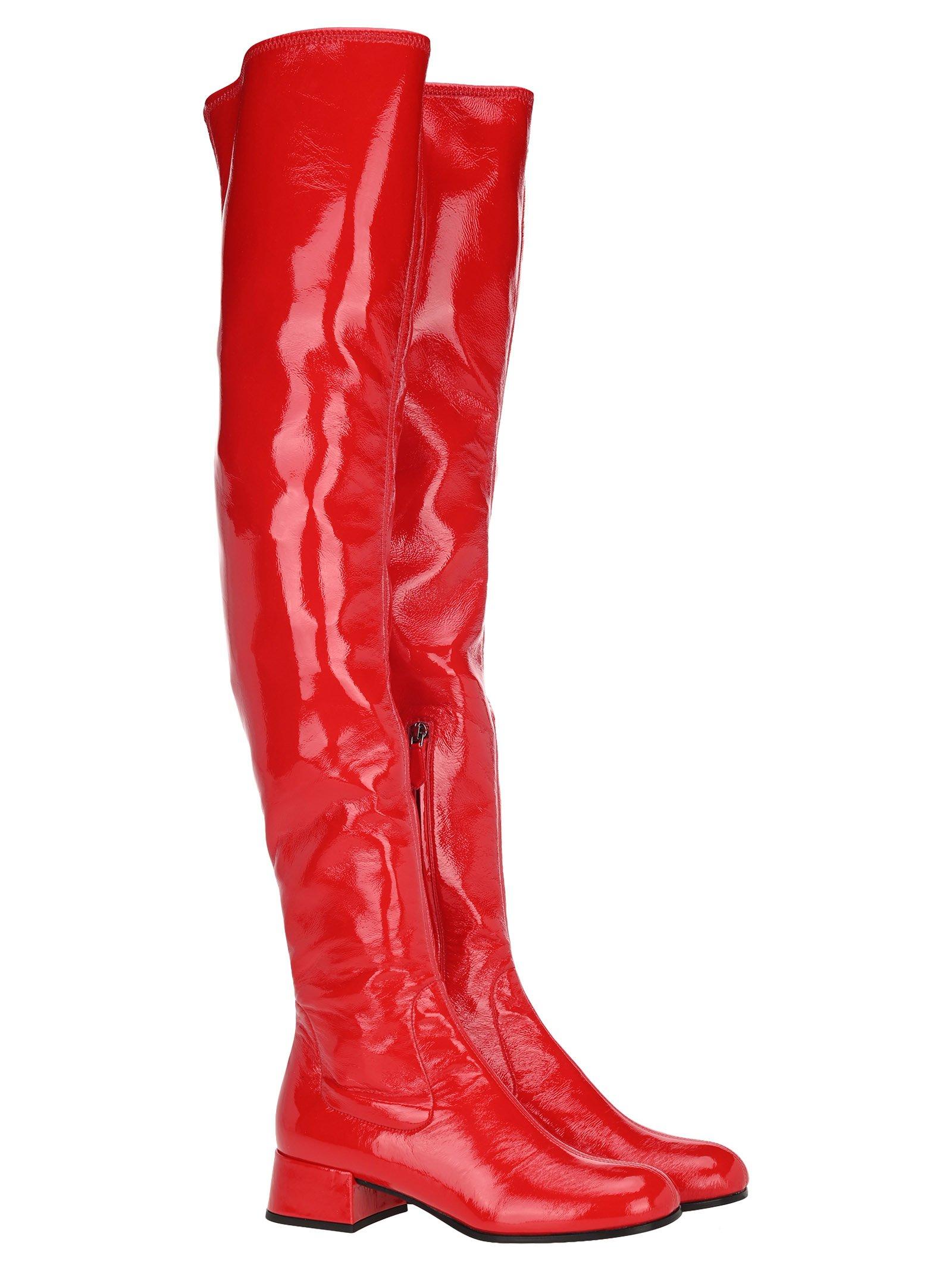 Prada Thigh High Boots in Red | Lyst