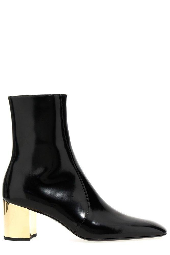 Saint Laurent XIV 80mm Leather Ankle Boots - Black