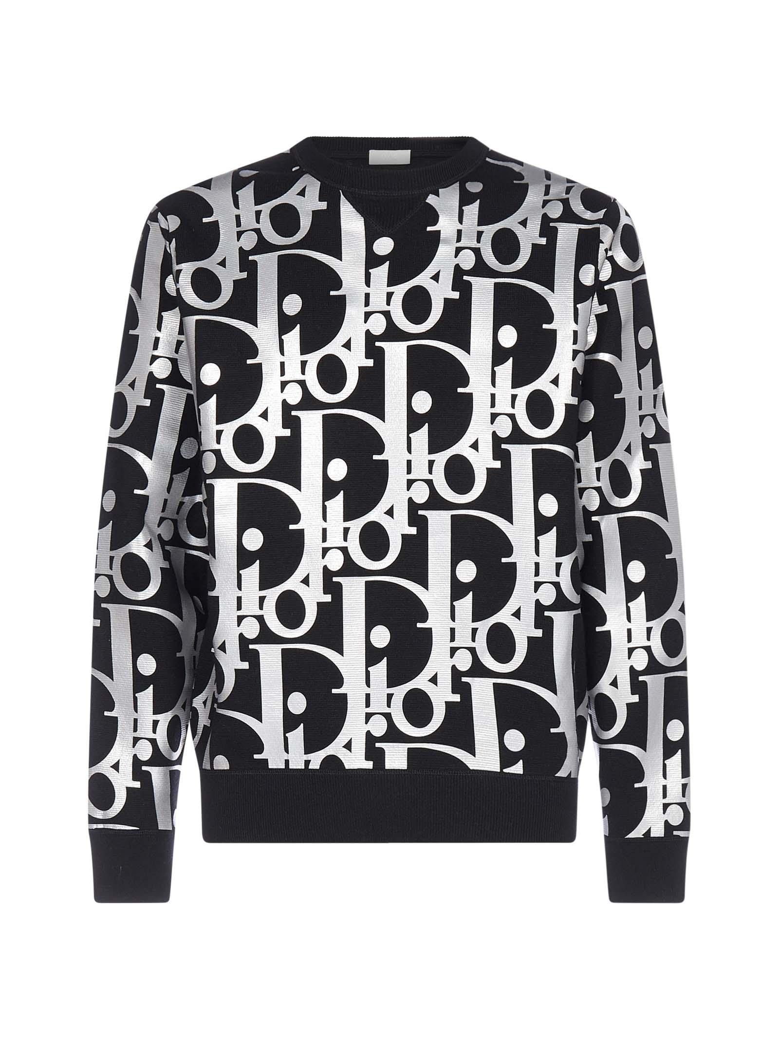 Dior Oversized Reflective Oblique Sweater in Black for Men | Lyst