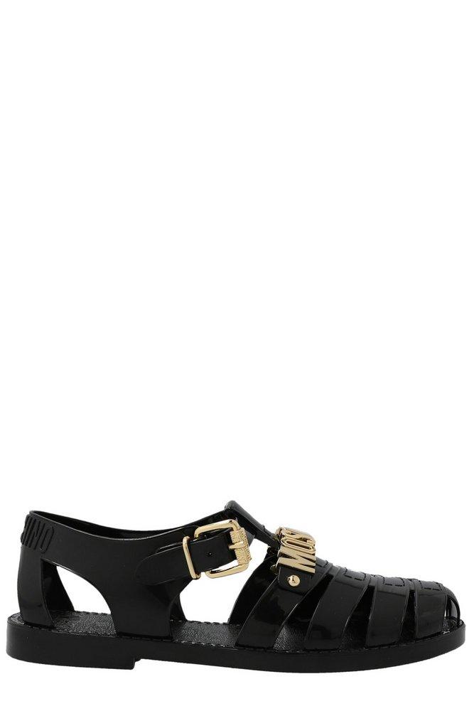 Moschino Logo-letter Buckle Fastened Jelly Sandals in Black | Lyst