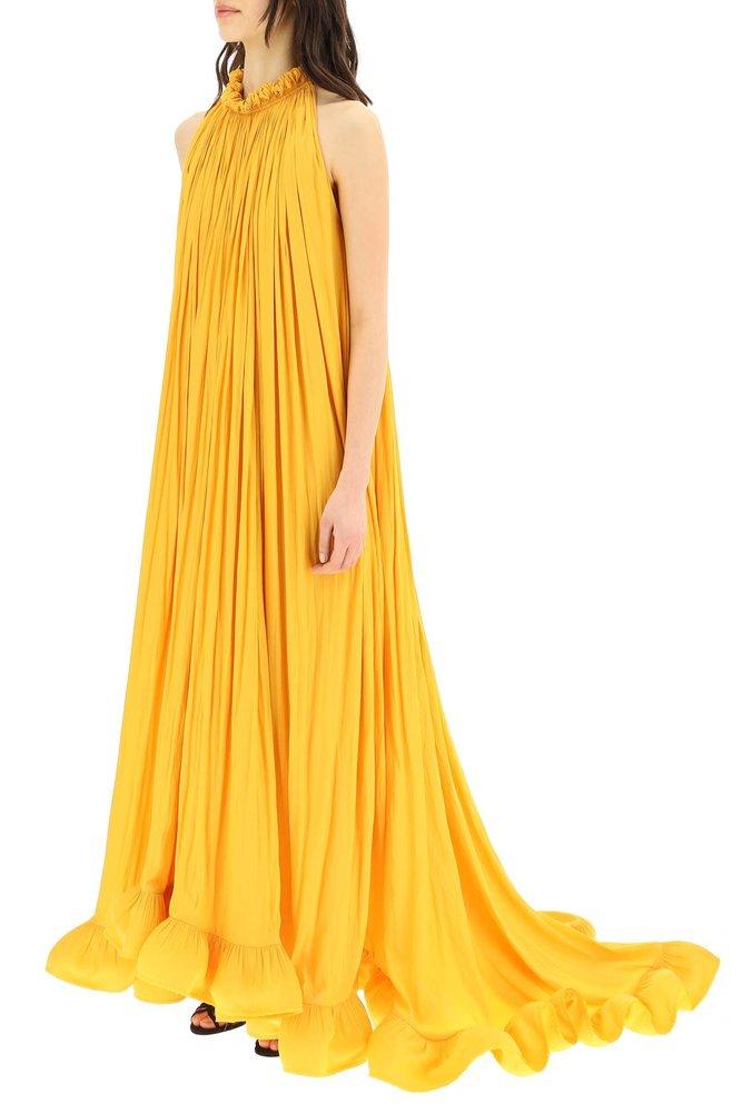 Lanvin Long Ruffled Dress in Yellow | Lyst