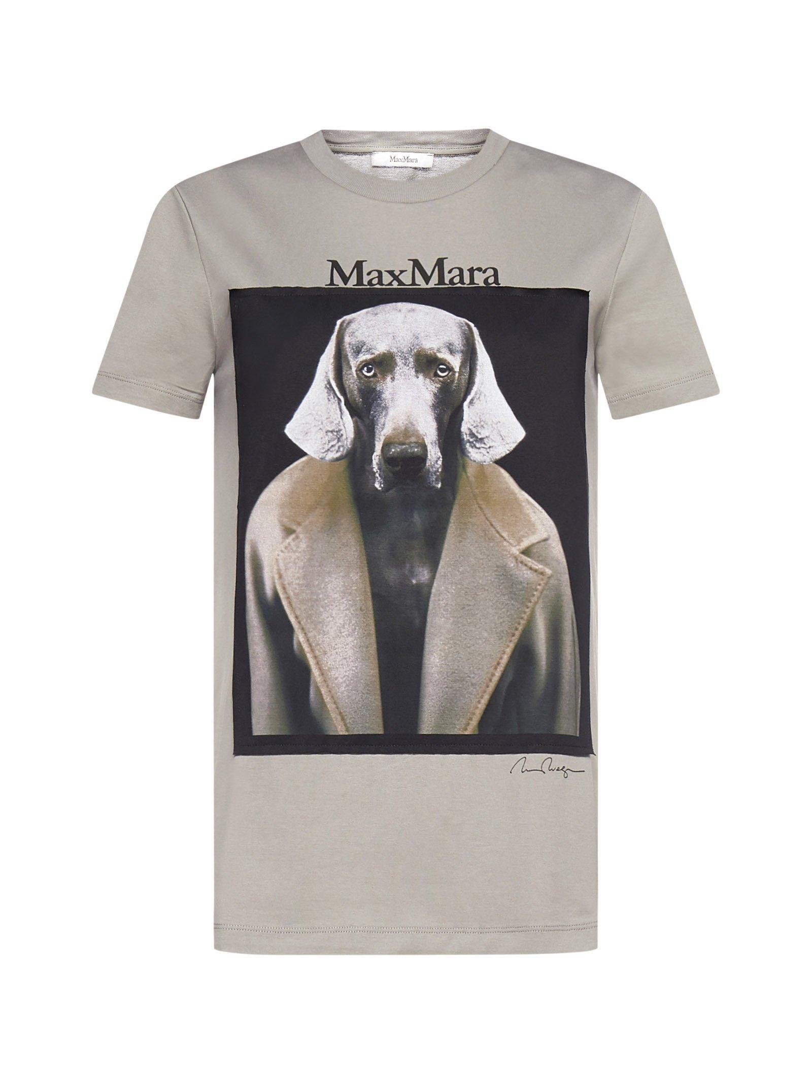 Max Mara Dog Star Cotton T-shirt in Gray | Lyst