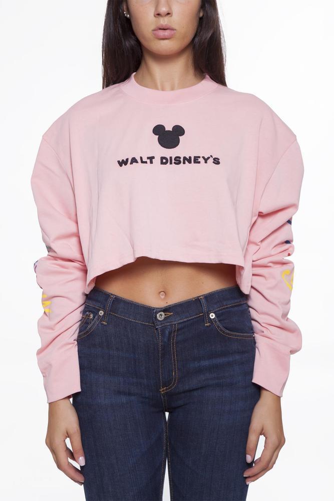 Gcds Cotton X Disney Walt Disney Mickey Mouse Cropped Sweatshirt in Pink -  Lyst