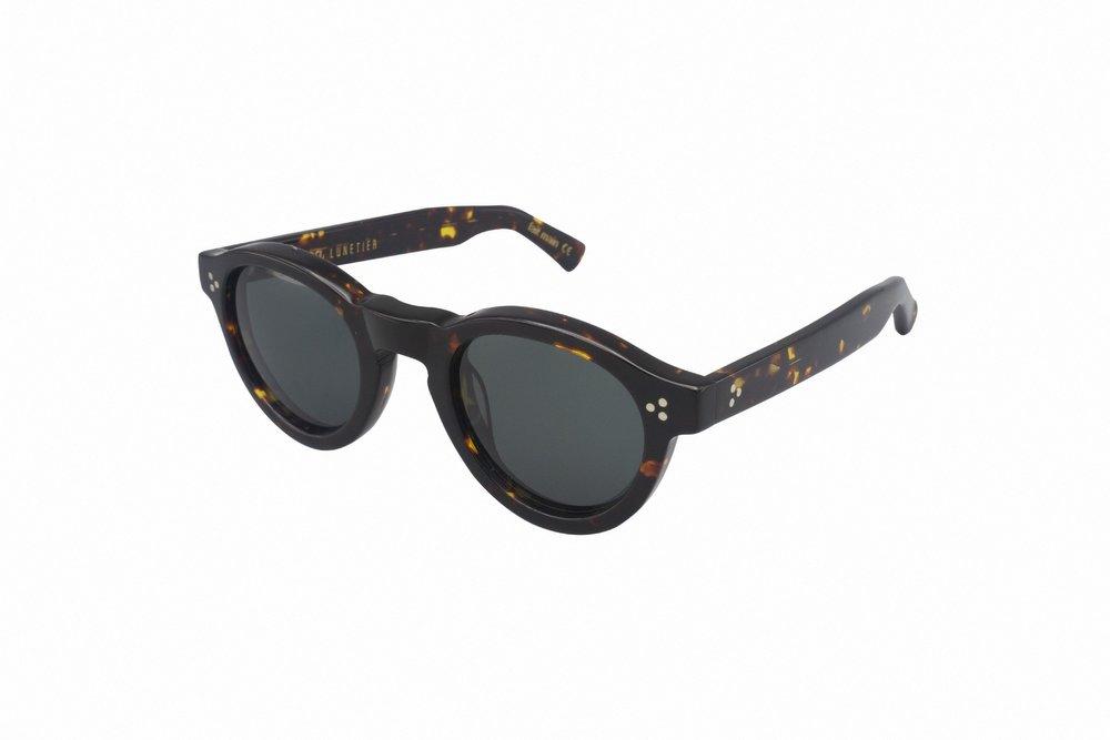 Lesca Gaston Round Frame Sunglasses in Black | Lyst