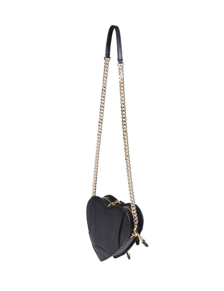 Moschino Small Heart Biker Bag in Black | Lyst