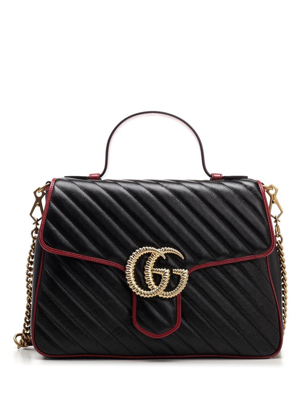 Gucci GG Marmont Medium Top Handle Tote Bag in Black | Lyst