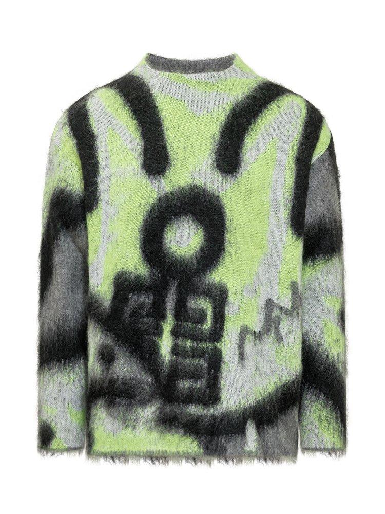 Givenchy Graffiti Pattern Knit Jumper in Green for Men