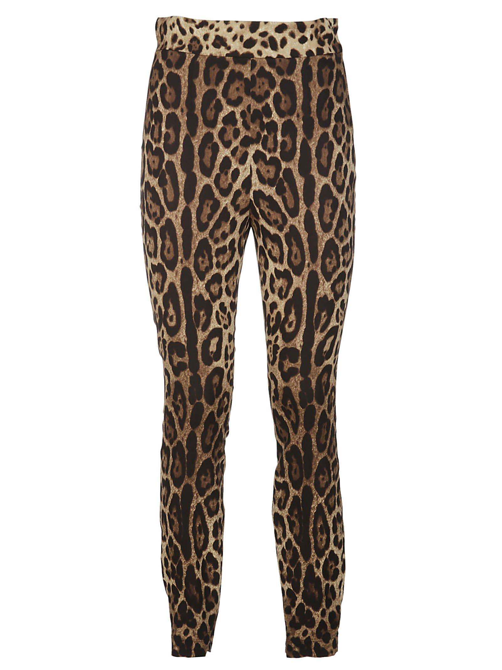 Dolce & Gabbana Silk Leopard Print Leggings in Brown - Lyst