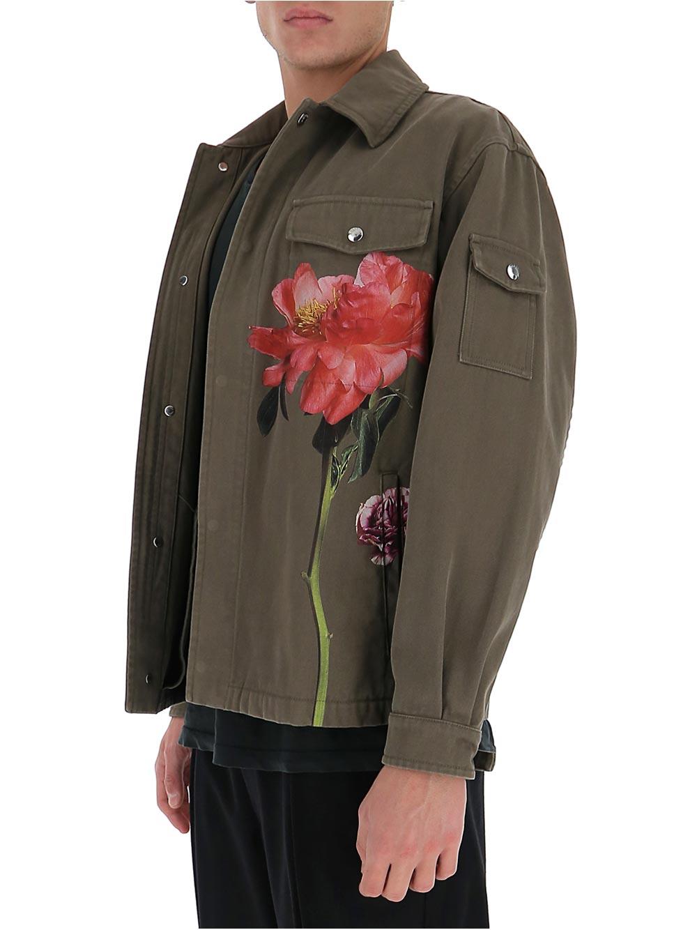 green jacket with flowers