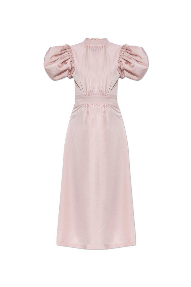 ROTATE ワンピース Bridal gathered satin midi dress926686 Bridal gathered satin midi dress in pink - Rotate | Mytheresa