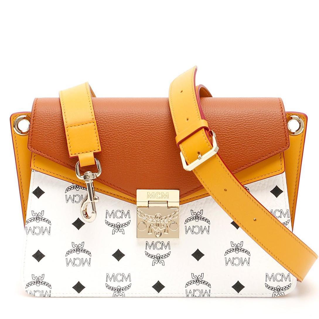 MCM Mezzanin Visetos Shoulder Bag in Orange Lyst