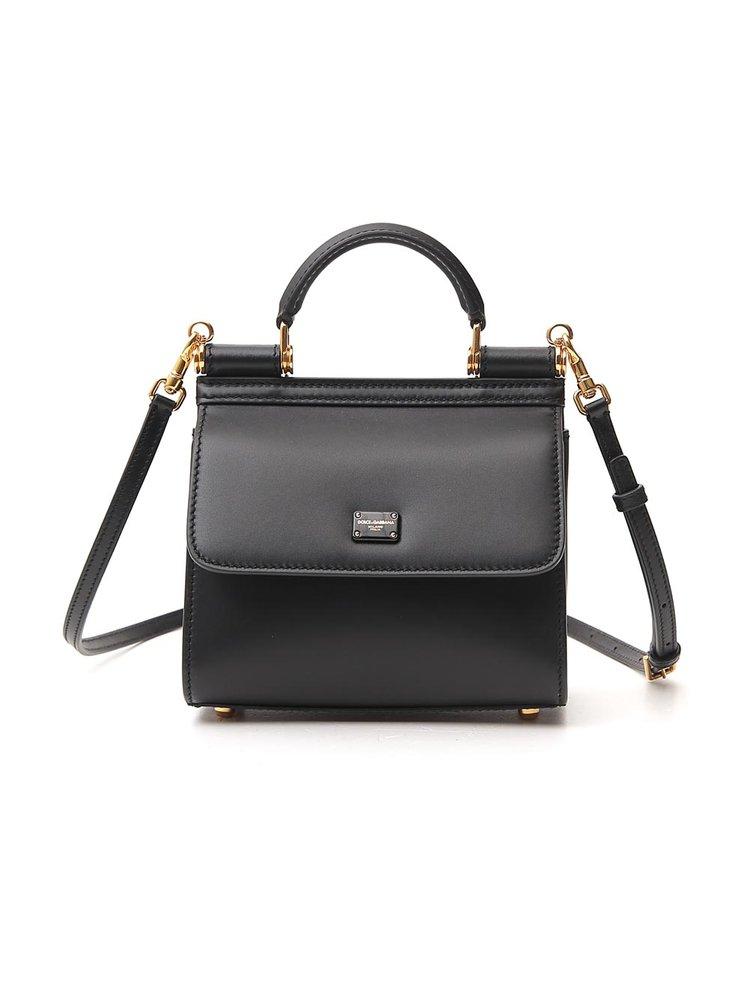 Sicily Mini Leather Shoulder Bag in Black - Dolce Gabbana