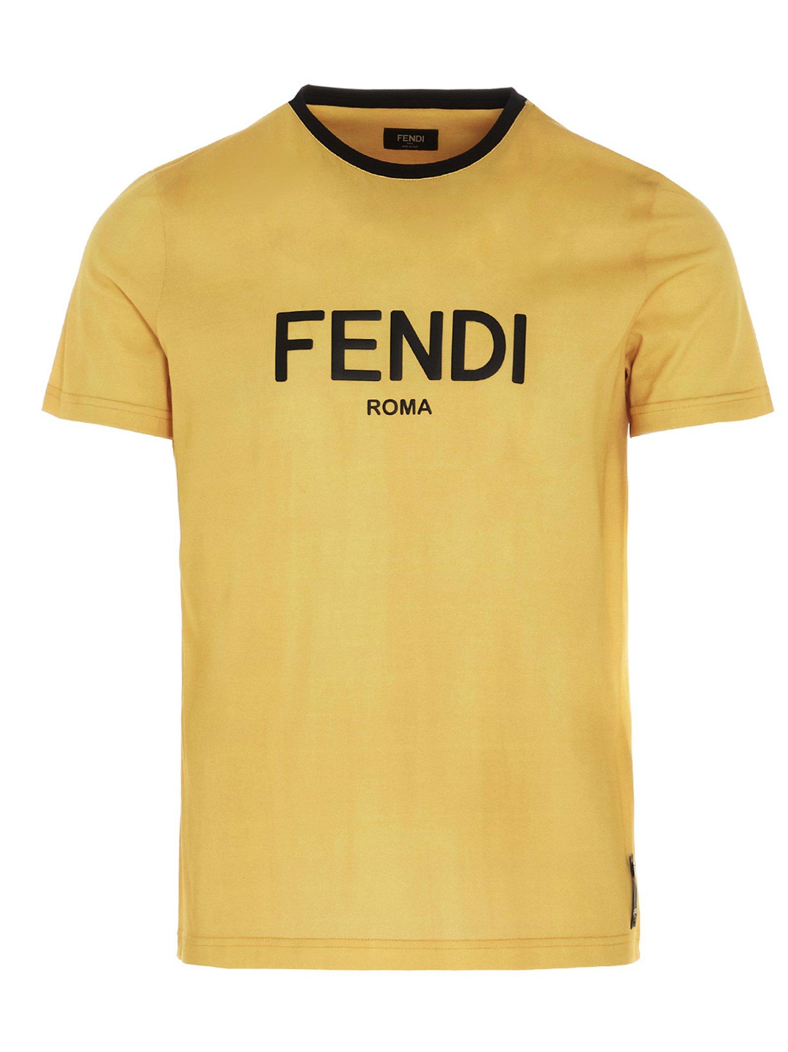 Fendi Cotton T-shirt in Yellow for Men | Lyst