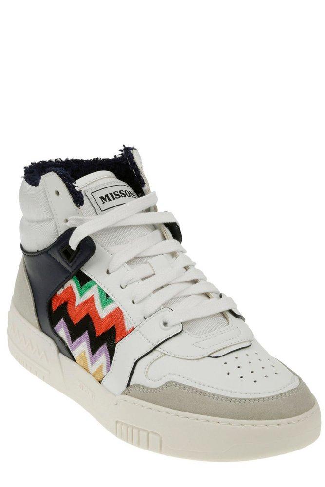 Missoni Zigzag High-top Lace-up Sneakers in White | Lyst