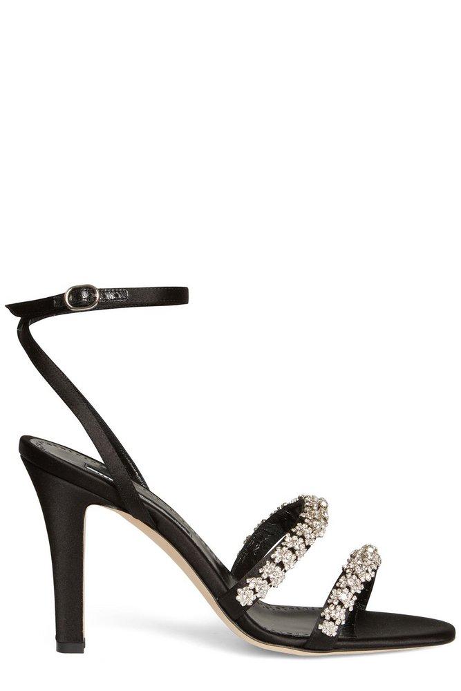 105mm Vedada Satin & Crystal Sandals