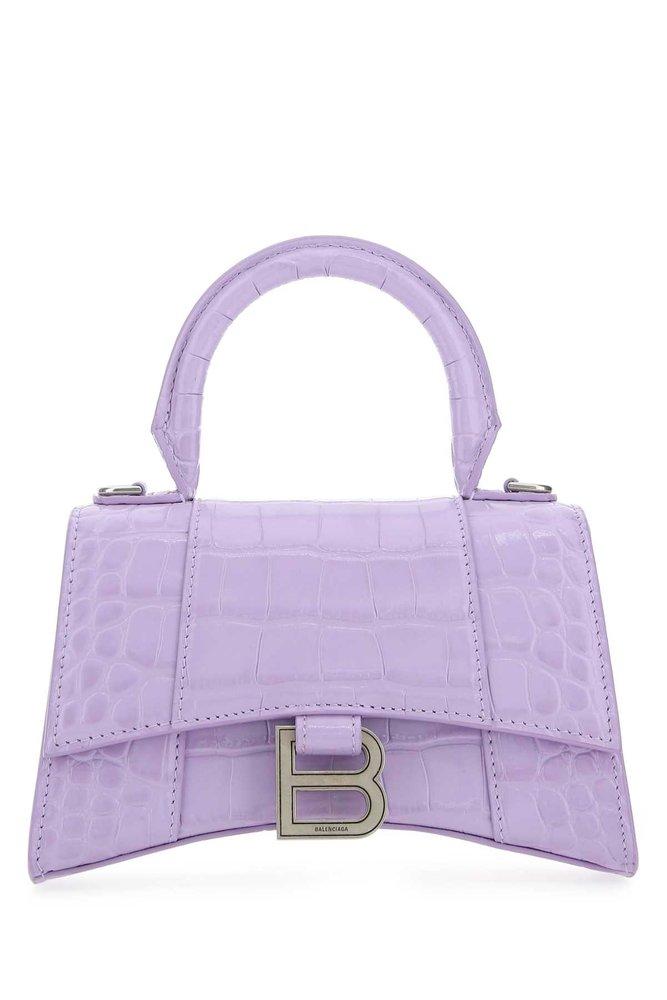 Balenciaga Hourglass Xs Logo Plaque Tote Bag in Purple | Lyst