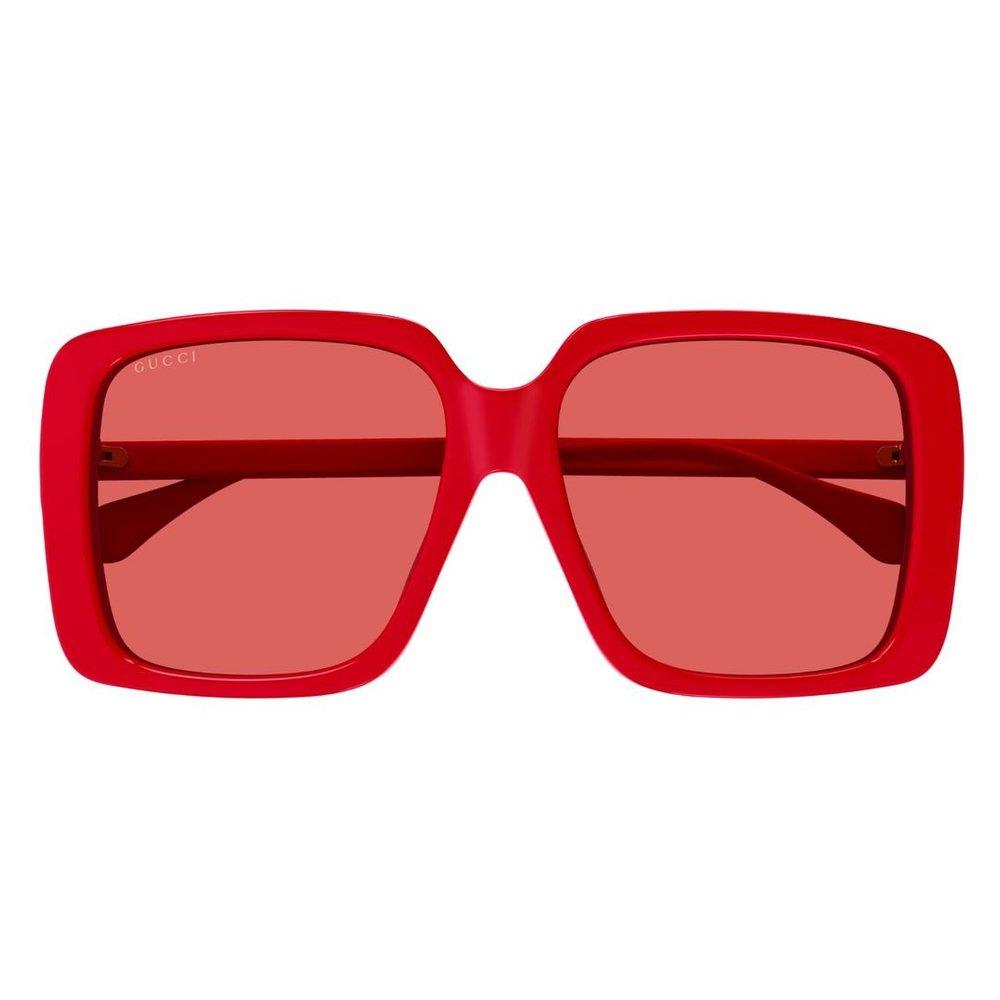 Gucci Square Frame Sunglasses in Red | Lyst
