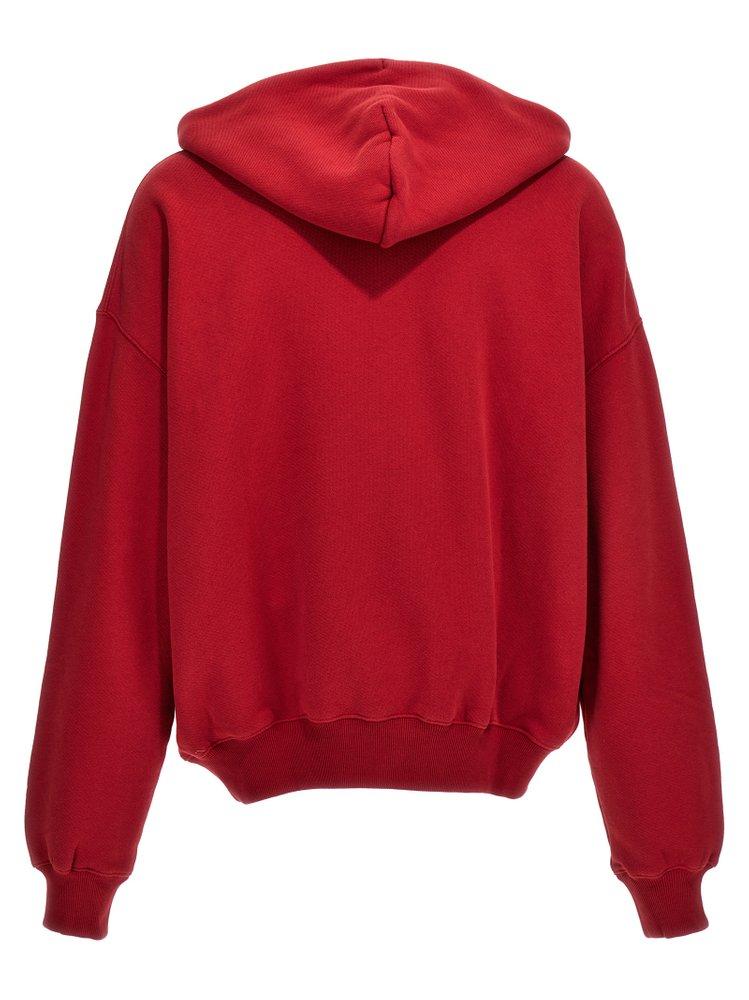 パーカー・フーディ Off-White Red Cotton Hoodie With Adjustable Drawstring Off-White c/o Virgil Abloh No Offence Sweatshirt in Red for