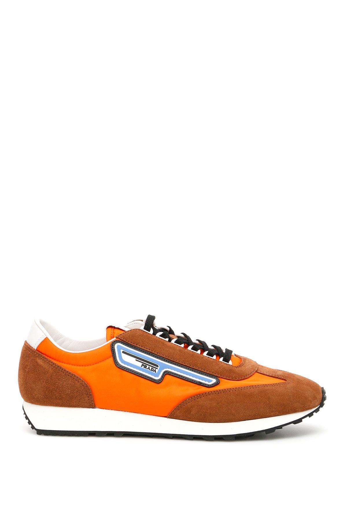 orange and white prada sneakers