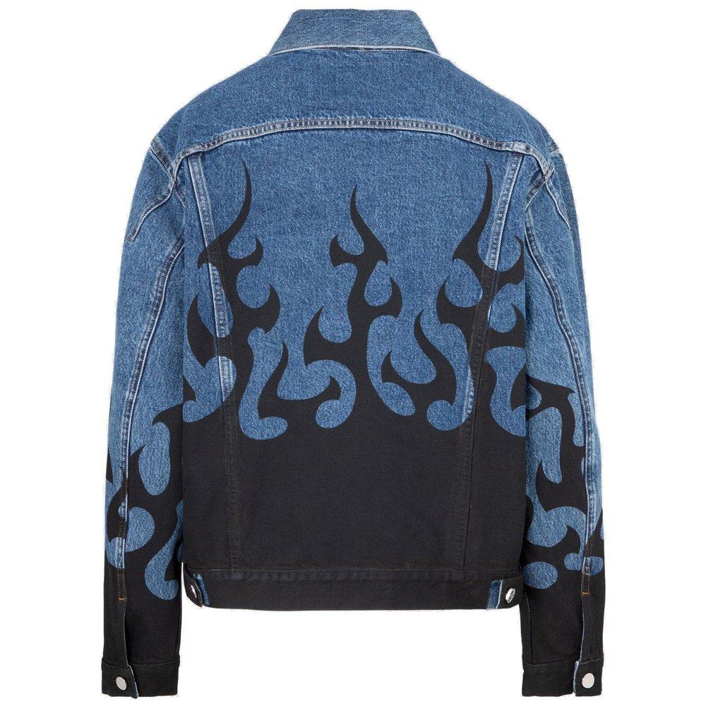 Vetements Flame Print Denim Jacket in Blue | Lyst