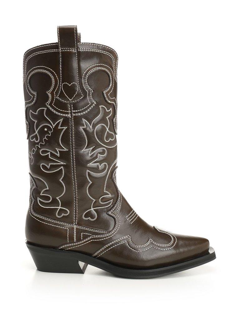 ミドルブーツ GANNI Women Boots S2497004 Black Black Black Feminine Buckle High Boots | GANNI US