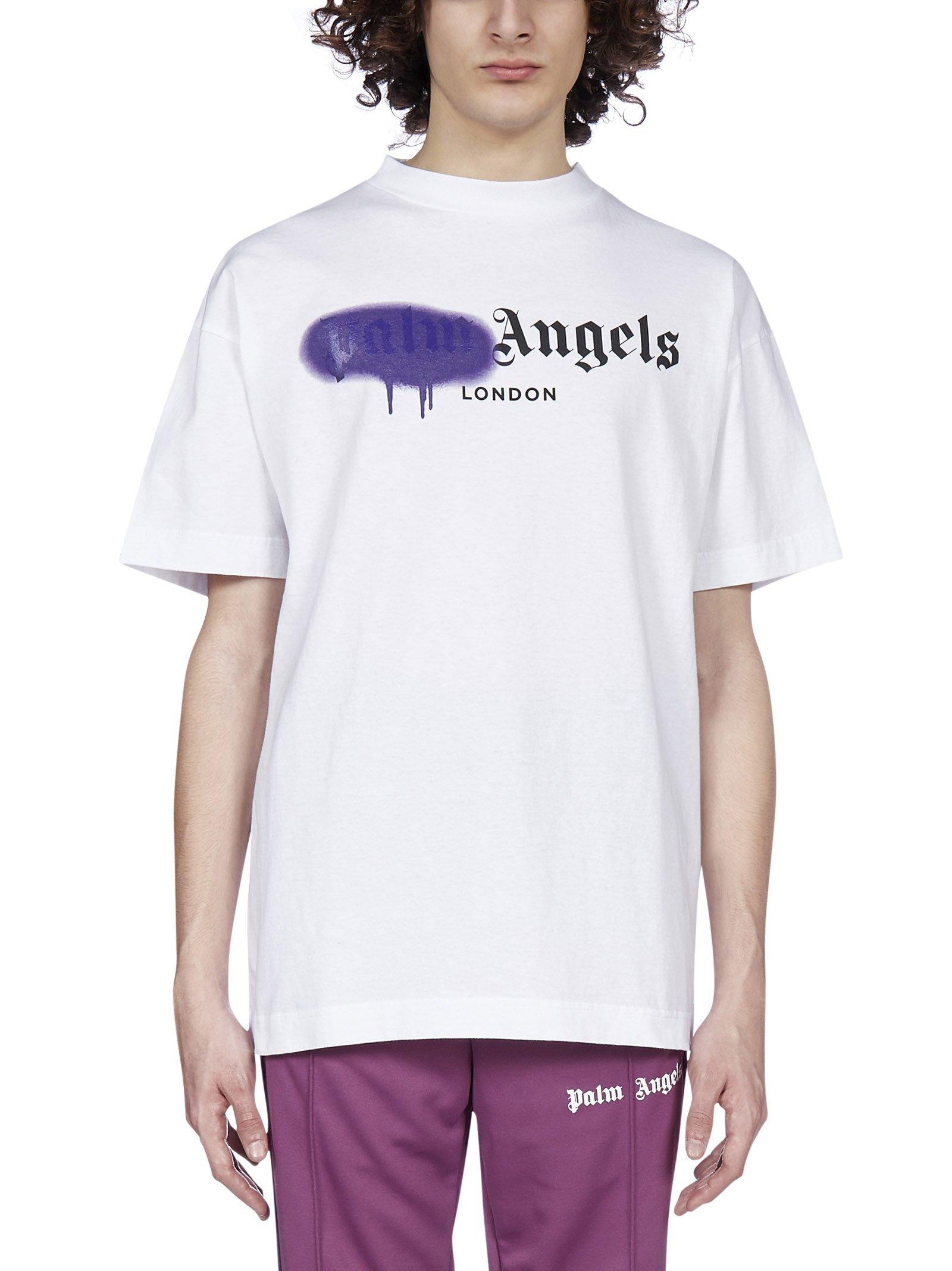 Palm Angels Sprayed London Logo Print T-shirt in White for Men | Lyst