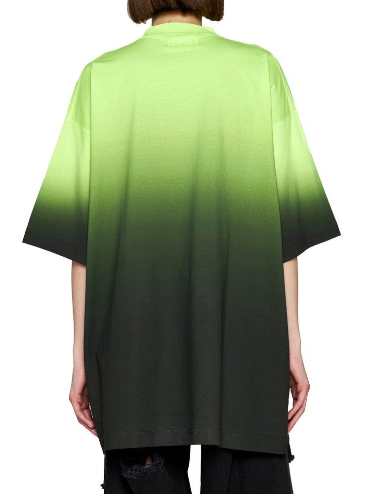 Vetements Tie-dye Effect Logo Printed Oversized T-shirt in Green