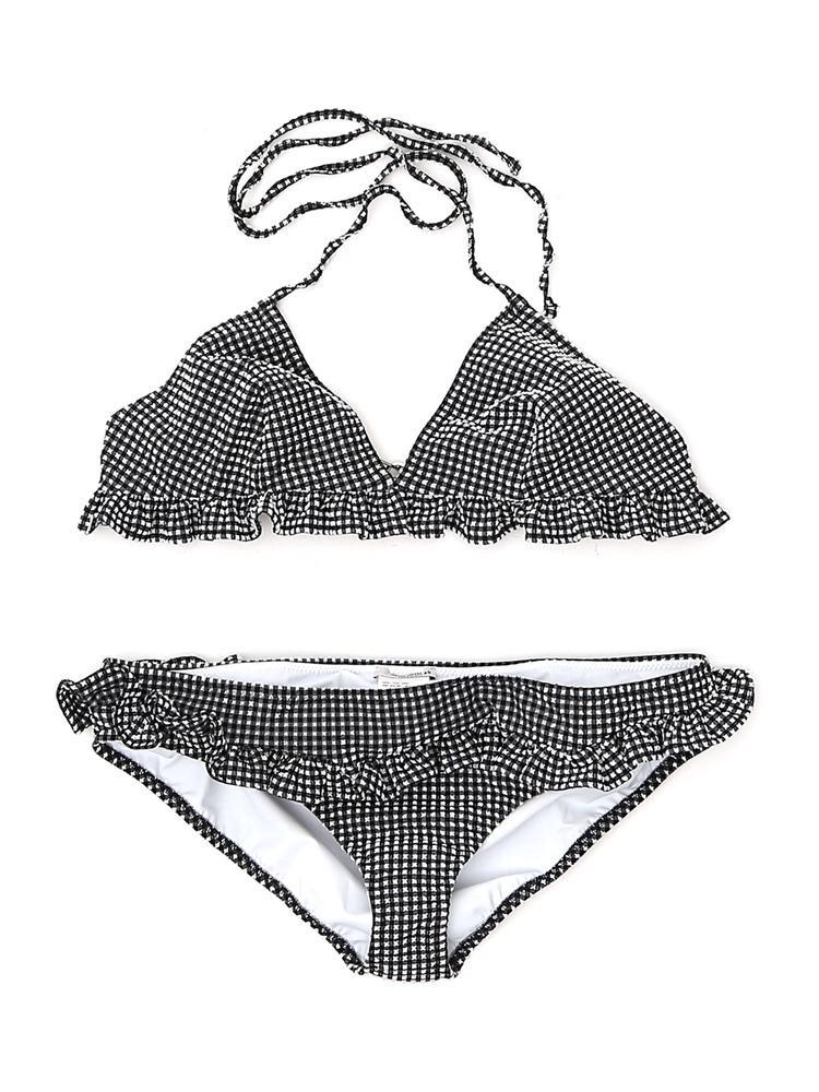 black and white gingham bikini with ruffles