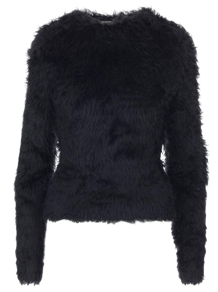 Balenciaga Fluffy Faux Fur Sweater in Black | Lyst