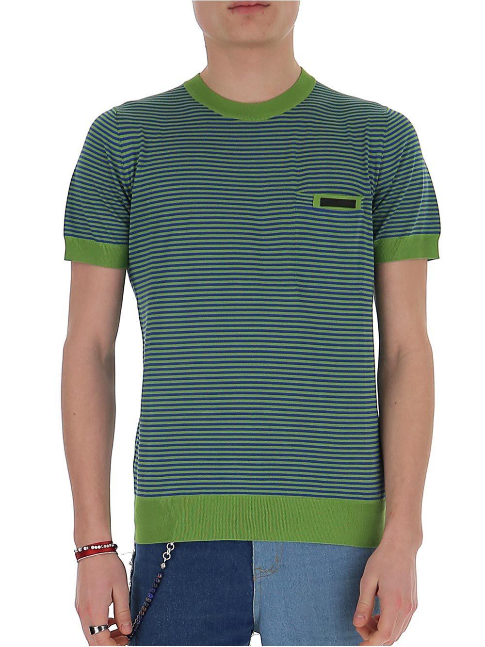 Prada Silk Striped Tshirt in Green for Men Save 10 Lyst