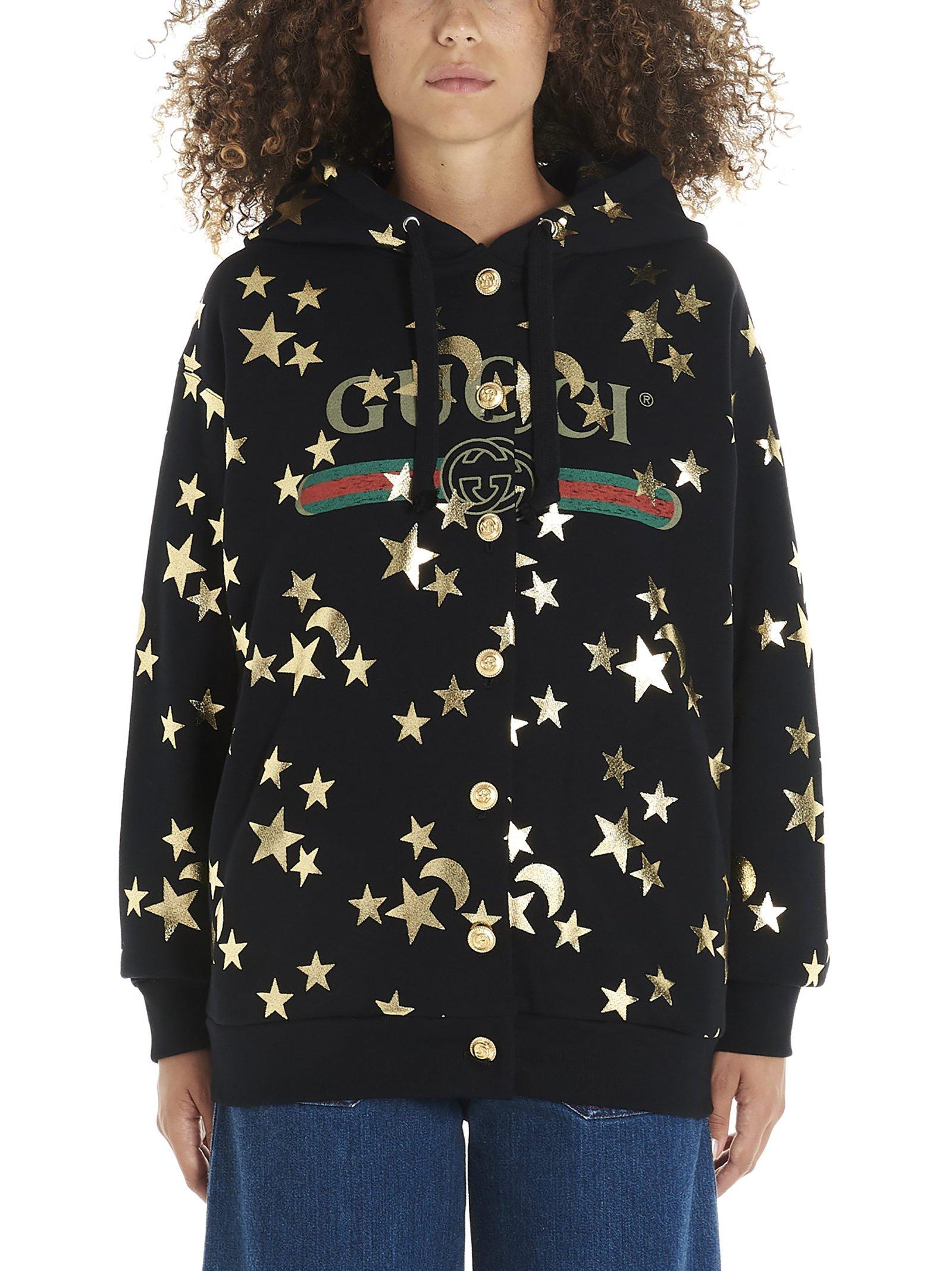 Gucci Stars And Moon Print Hoodie in Black | Lyst