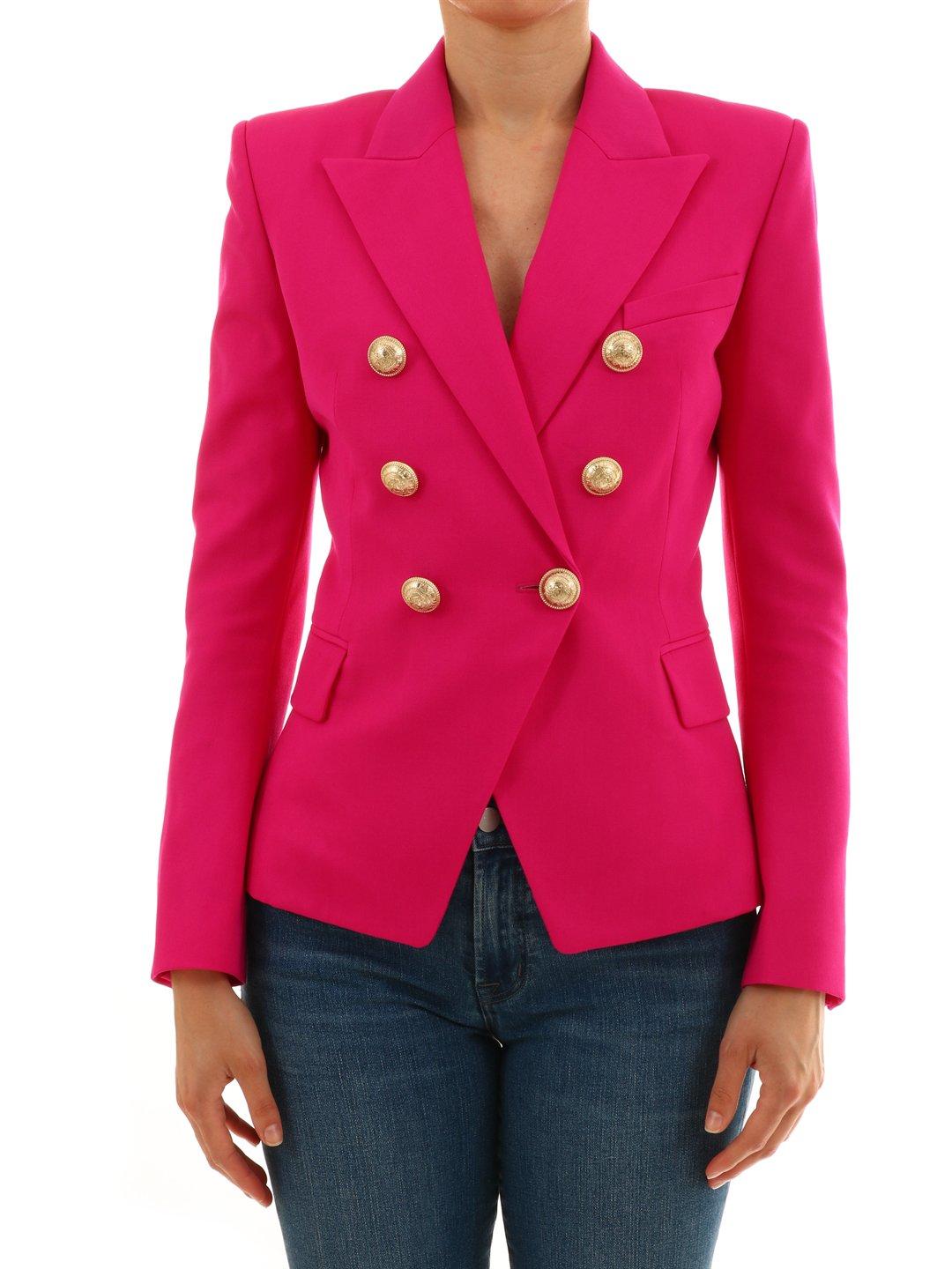 Balmain Double Breasted Blazer in Pink Lyst