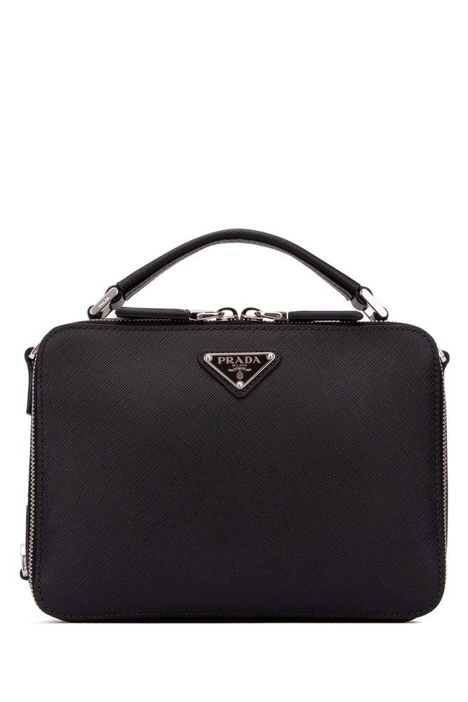 Prada Brique Saffiano Medium Messenger Bag in Black for Men