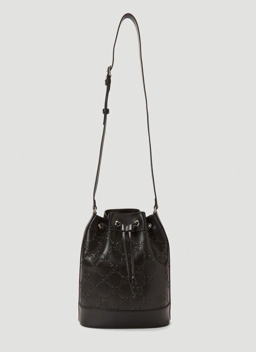 Gucci Embossed logo Small Bucket Bag in Black for Men Lyst Canada