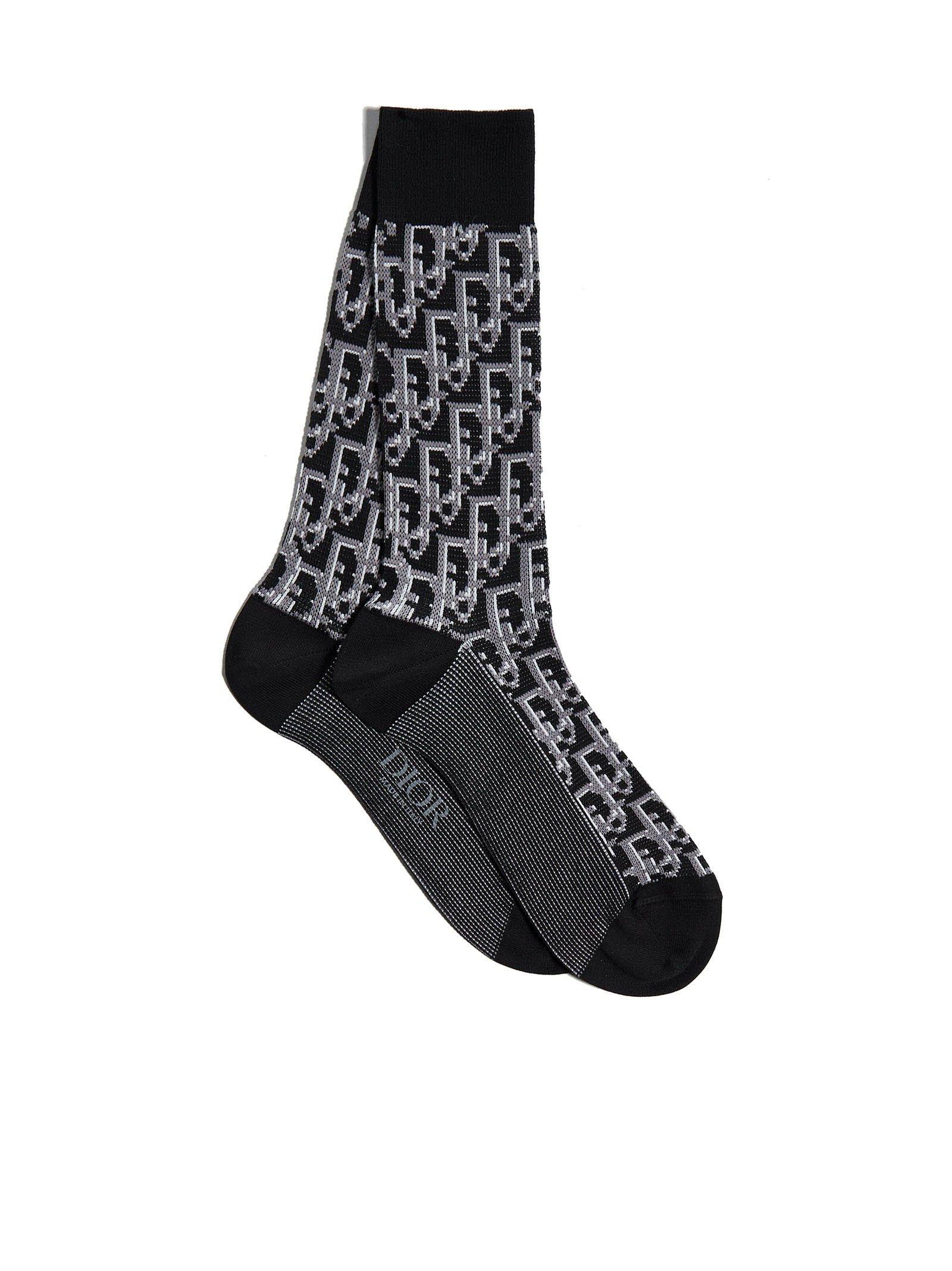 Dior Oblique Intarsia Socks in Black for Men
