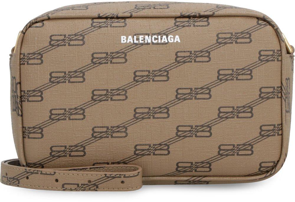 Balenciaga Small Bb Monogram Coated Canvas Camera Bag Beige/ Brown