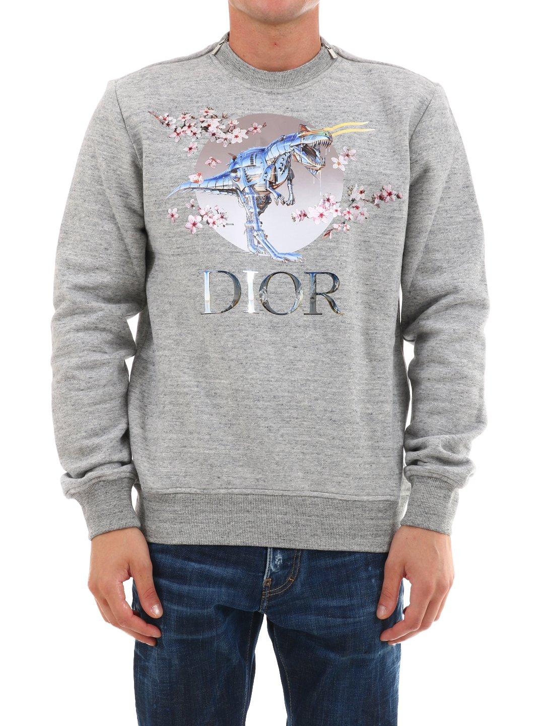 Dior Homme Sorayama Dinosaur Print Sweatshirt in Gray for Men | Lyst
