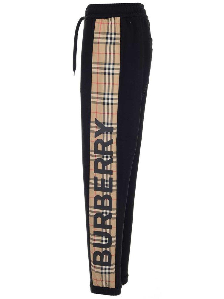 Burberry Check Stripe Track Pants in Black | Lyst Burberry Check Stripe Track Pants in Black | Lyst