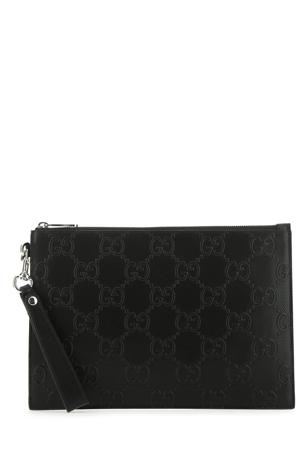 Gucci Monogram Patterned Pouch in Black for Men