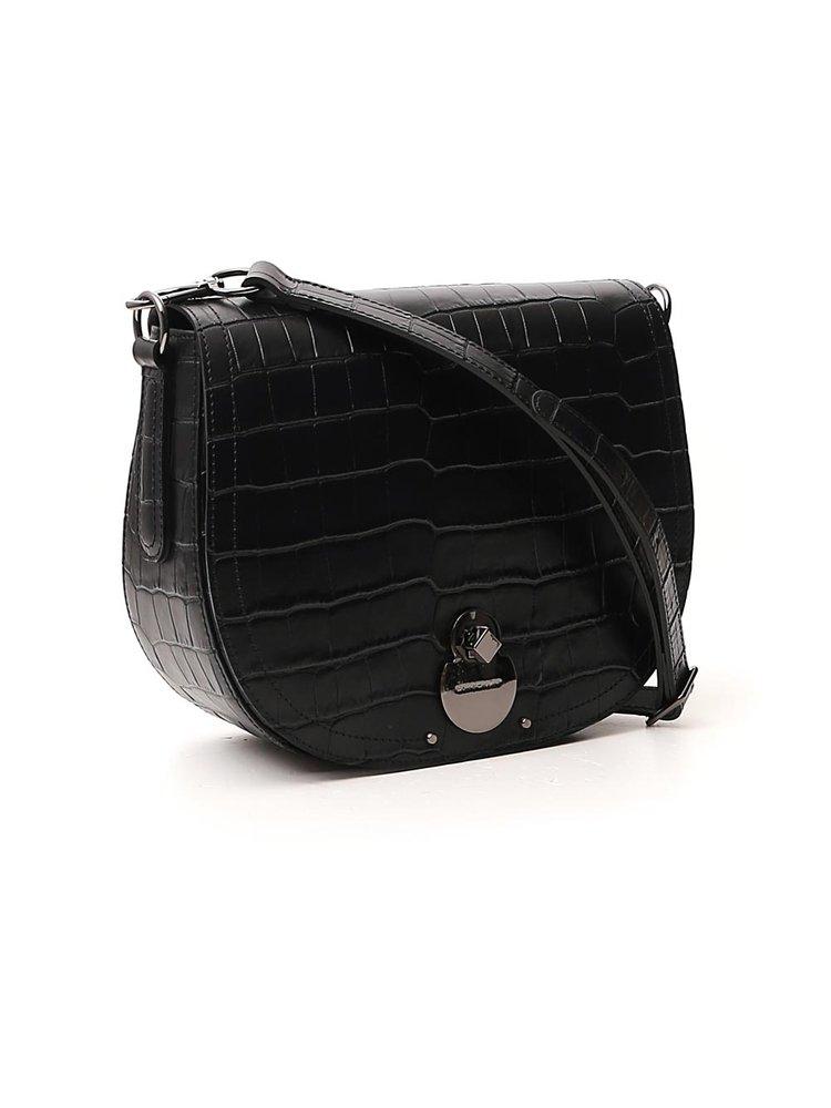 Longchamp Embossed Front Flap Crossbody Bag in Black | Lyst