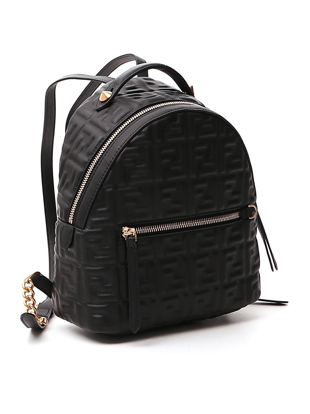 Fendi Ff Logo Embossed Mini Backpack in Black | Lyst