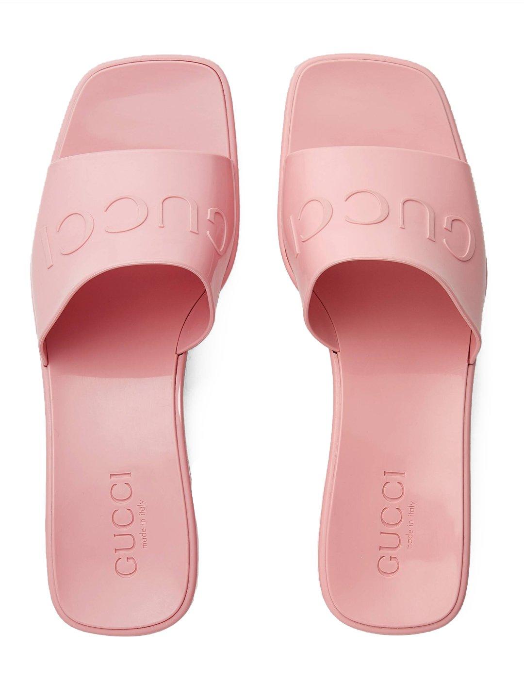 pink plastic gucci slides