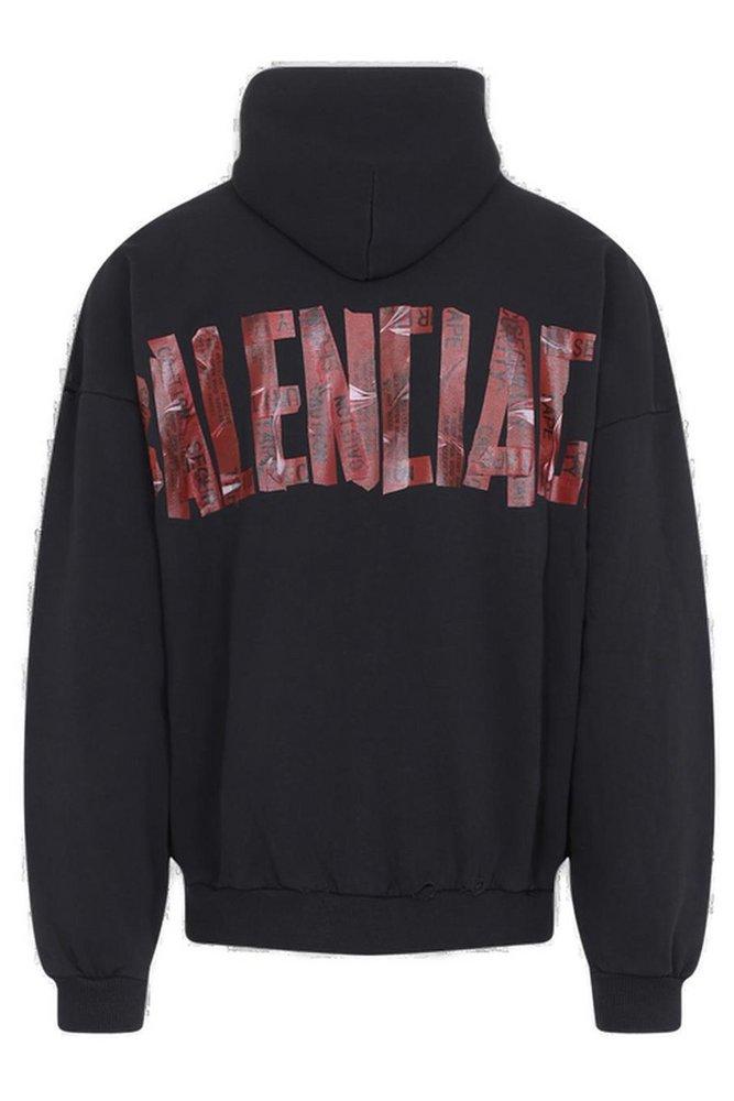 【送料&関税込】Balenciaga Hoodie With Zip Security Tape Balenciaga Security Tape Logo Zip-Up Hoodie | Saks Fifth Avenue